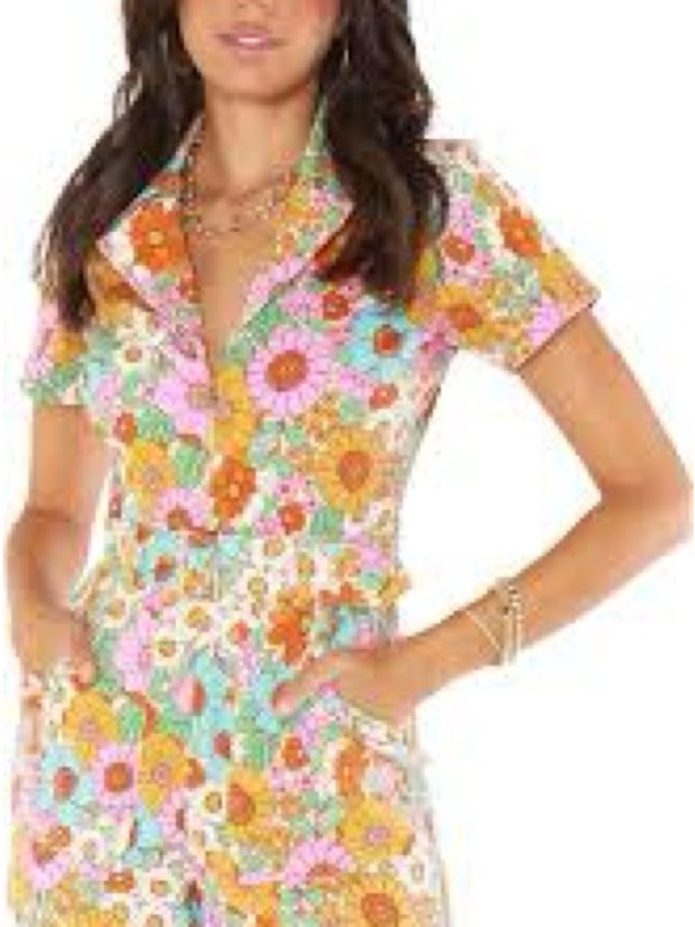 Show Me Your Mumu Multicolor Floral Zip Romper - Picture 4 of 7